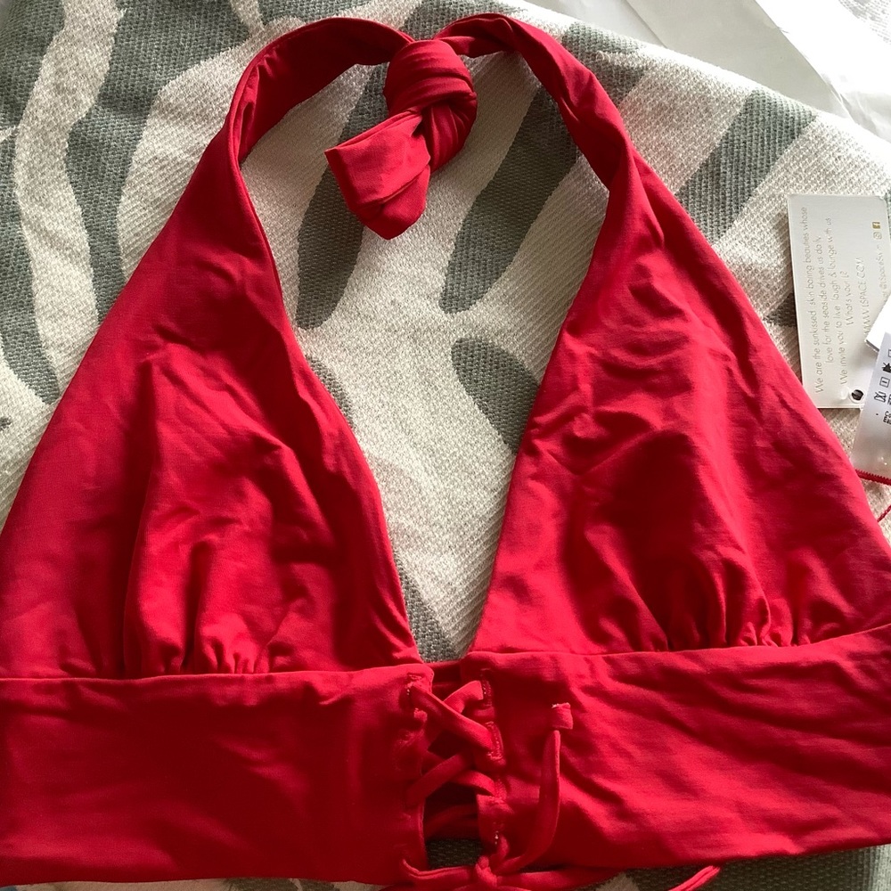 NWT l*space poppy halter top, red, D cup